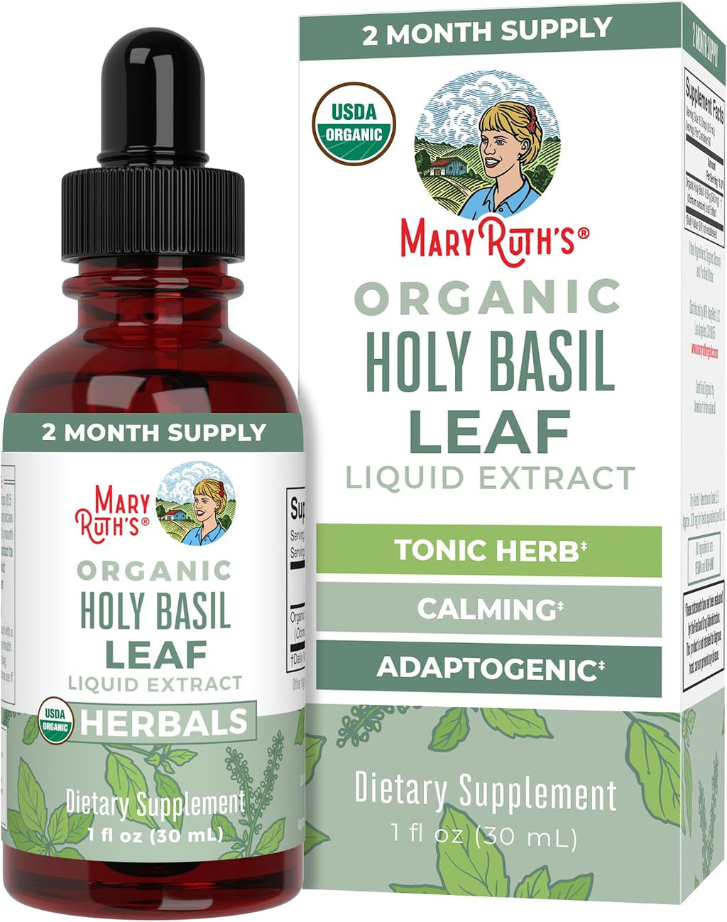 Gotas Orgánicas de Albahaca Sagrada (Holy Basil) de MaryRuth's | 590 mg | Extracto Líquido | Vegano | Sin Gluten | 30 ml