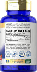 Carlyle Metilcobalamina Vitamina B12 5000mcg | 60 Comprimidos de Disolución Rápida | para Adultos | Vegetariano, Sin Gluten y No-GMO