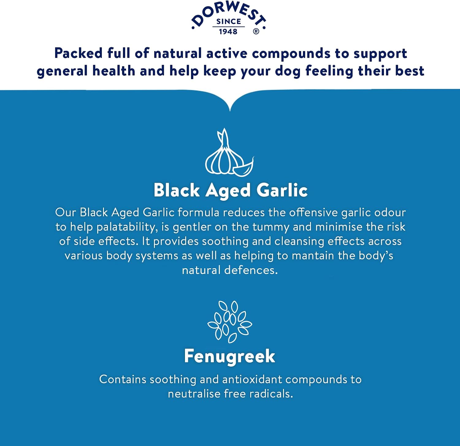 Dorwest Herbs Comprimidos de Ajo y Fenogreco para Perros y Gatos (100 comprimidos)