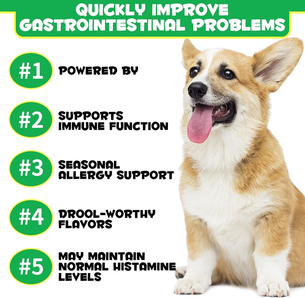 Probióticos para Perros con Omega-3 y 6 - Masticables Digestivos - 120 unidades