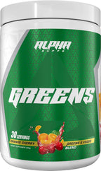 Alpha Supps Alpha Greens - Superalimento en polvo con frutas y verduras - Naranja Cereza - 30 raciones