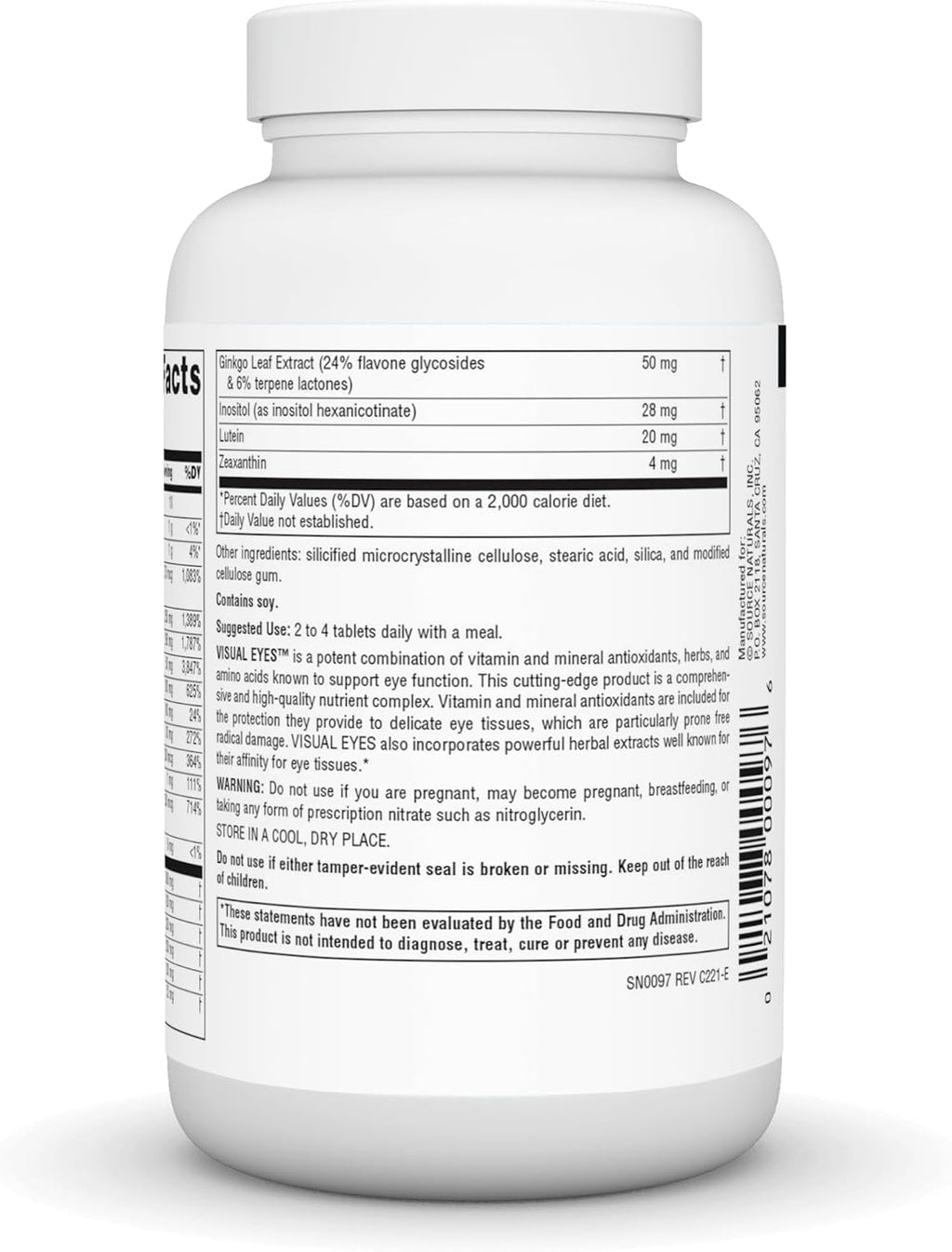 Source Naturals Visual Eyes, Complejo Multinutriente para la Visión - 120 Comprimidos