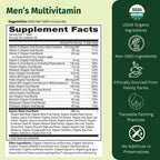 EarthFirst Organic Men’s Multi Once Daily - Multivitamínico Completo con 19 Vitaminas y Minerales, Vegano, No-GMO, 60 Comprimidos