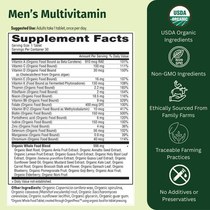 EarthFirst Organic Men’s Multi Once Daily - – Salud del corazón: La vitamina B1 (tiamina) contribuye al – Image 2