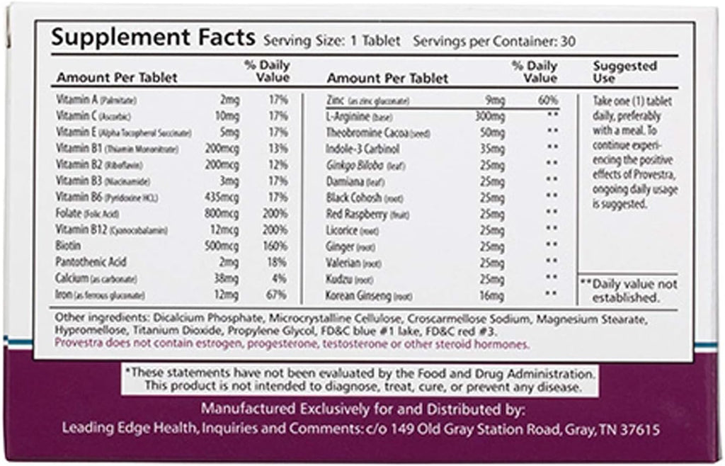 Provestra - Suministro para 1 mes - 30 comprimidos de Leading Edge Health
