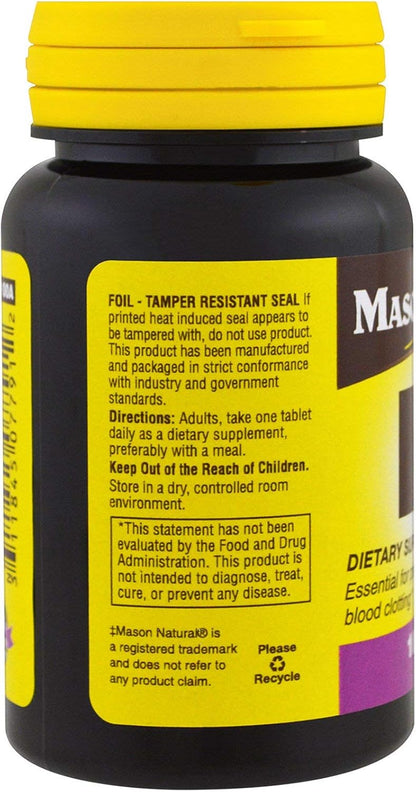 MASON NATURAL Vitamina K1, 100 mcg, 100 Comprimidos – Image 3