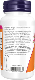 Niacina (Vitamina B3) 250 mg Flush-Free - 90 Cápsulas Veganas - NOW Foods