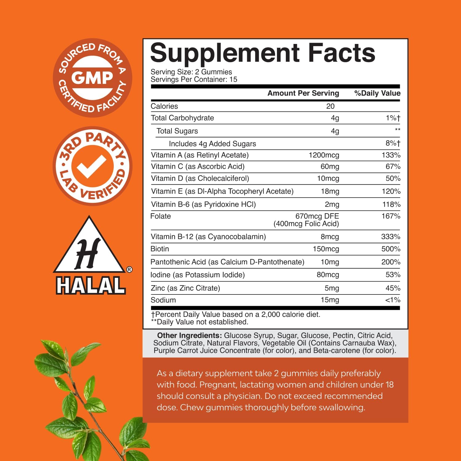 Gominolas Multivitamínicas para Adultos - Vitamina D, A, C, E, B12, Zinc y Biotina - Natures Craft