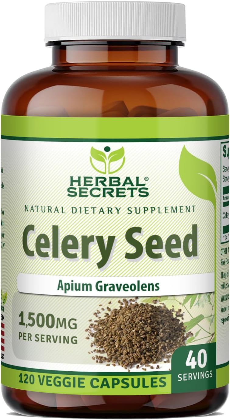 Herbal Secrets Extracto de Semilla de Apio 1500 mg - 120 Cápsulas Veganas