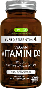 Igennus Vitamina D3 Vegana 1000IU - 365 Comprimidos, 1 Año de Suministro