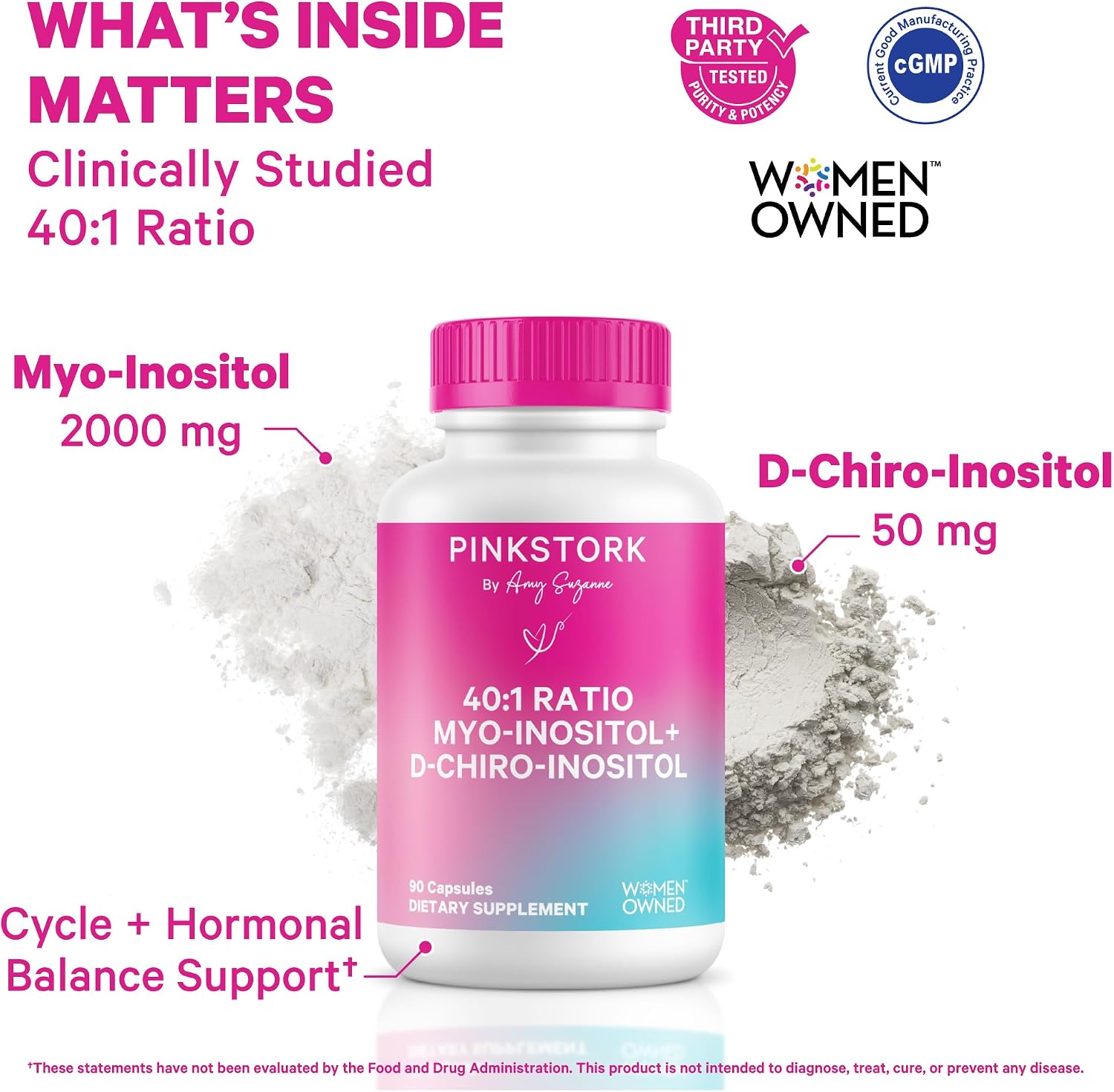 Inositol 40:1 Myo y D-Chiro para Mujeres - 30 Servicios - Pink Stork