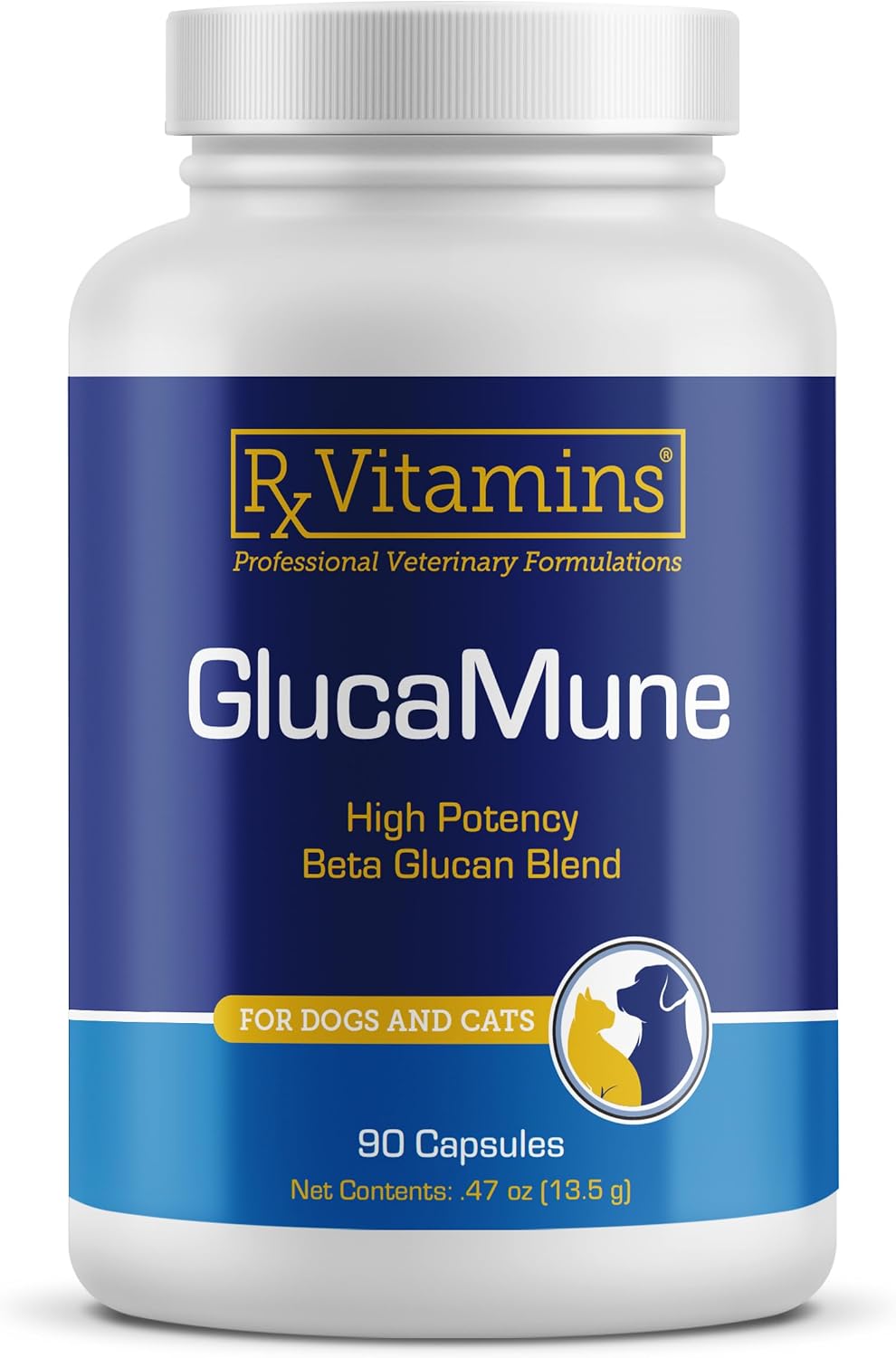 GlucaMune de Rx Vitamins - Suplemento inmunológico para perros y gatos - 90 cápsulas