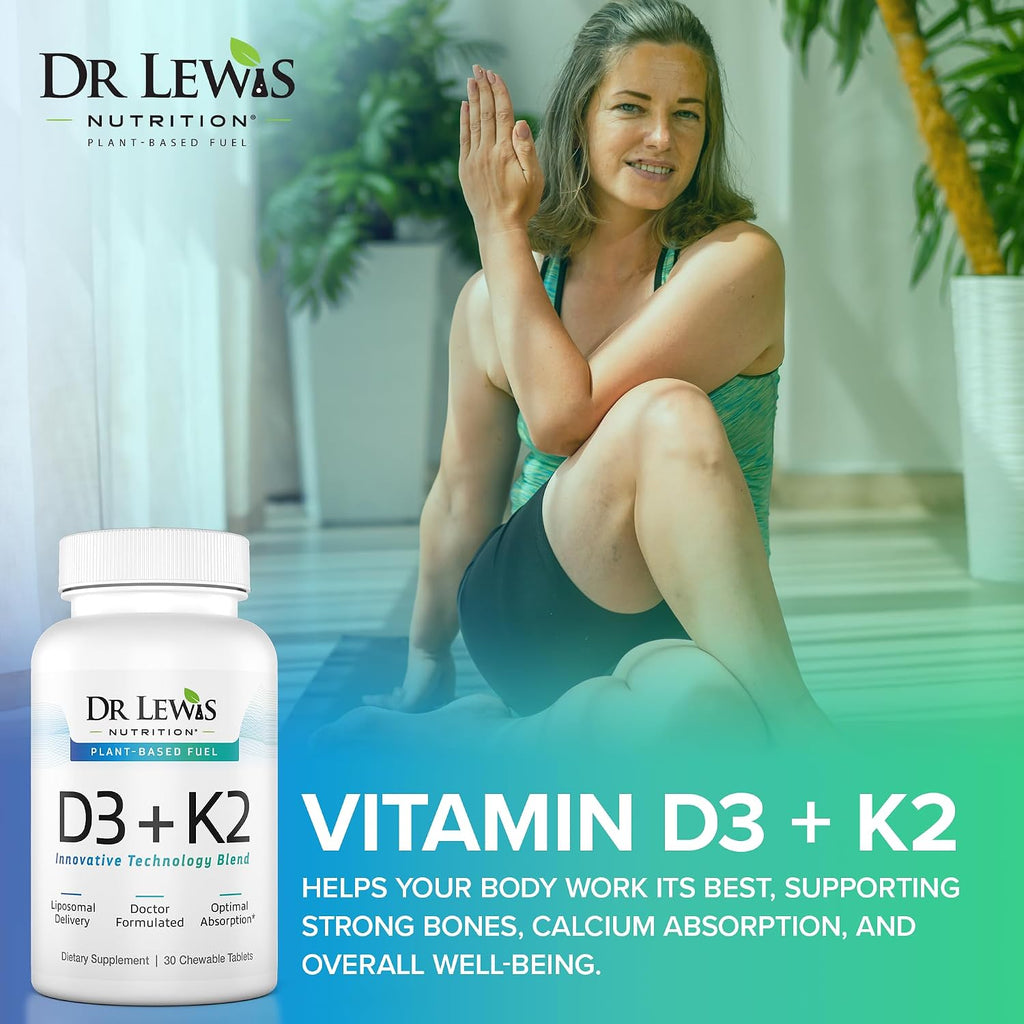 Dr Lewis Nutrition Liposomal Vitamina D3 y K2, 30 comprimidos veganos