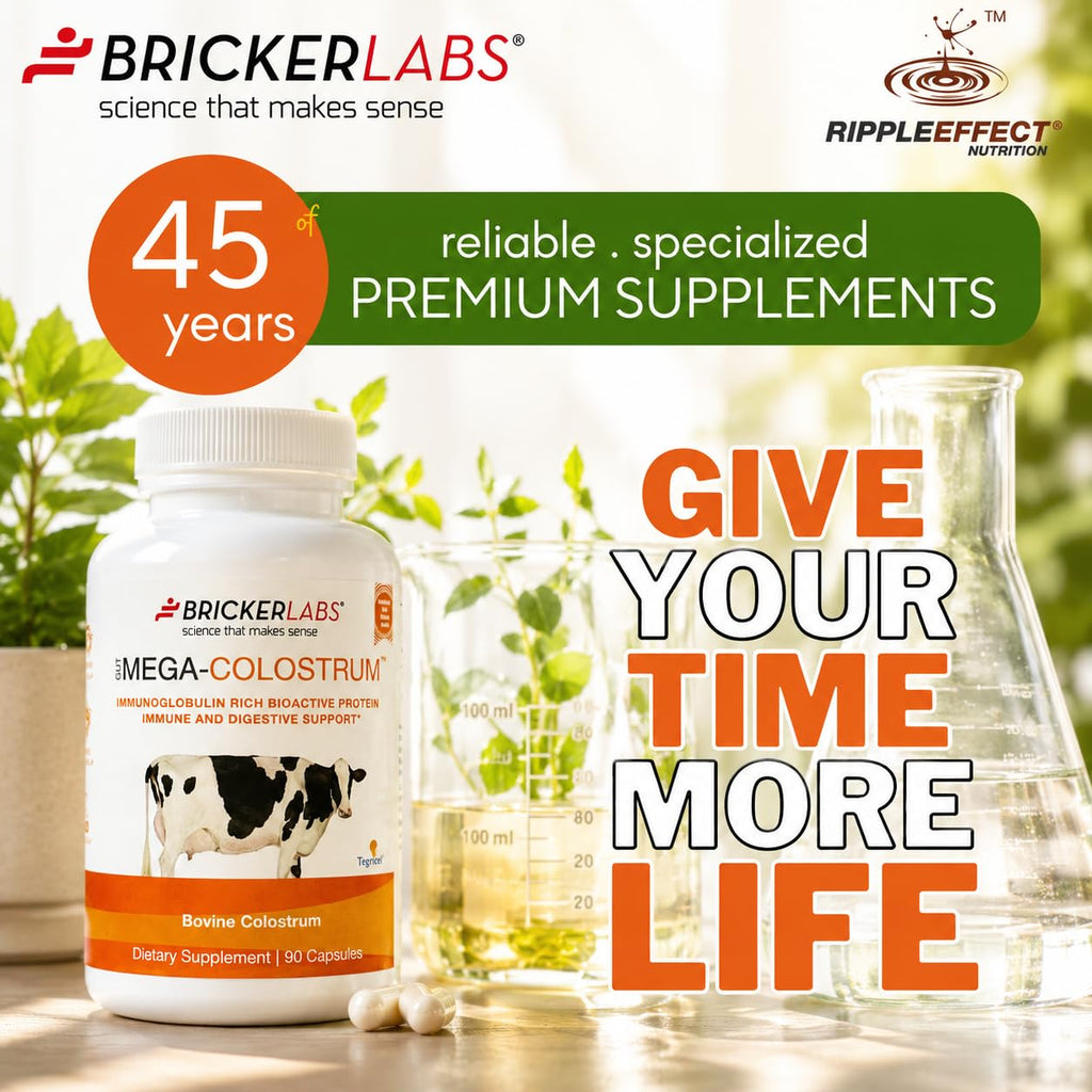 Bricker Labs Mega-Colostrum Cápsulas - Calostro Bovino 1000 mg con 40% IgG, 45 Cápsulas