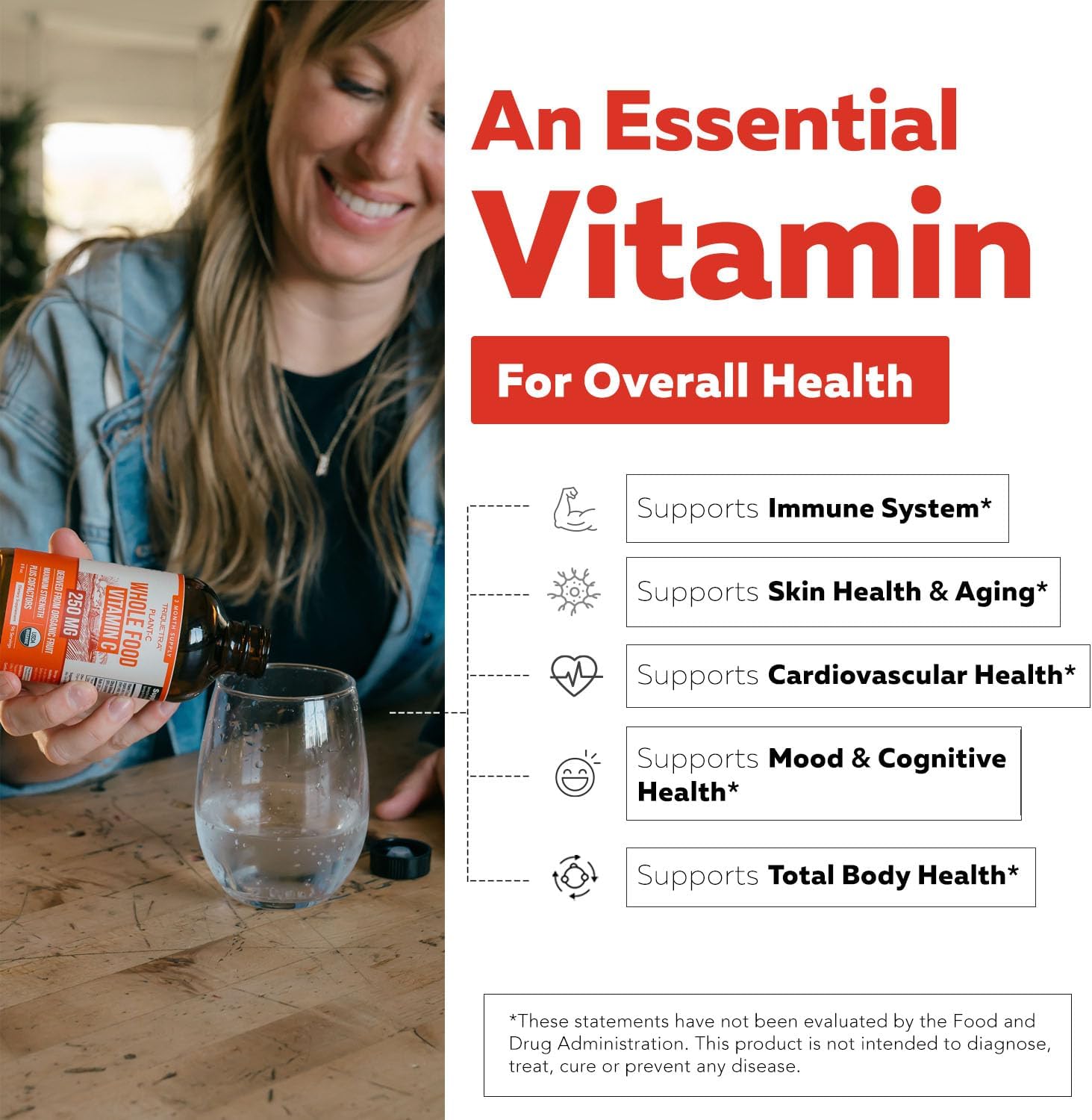 Vitamina C Orgánica Líquida 250 mg con Bioflavonoides y Rutina - Apoyo Inmunitario y Antioxidante (96 Dosis)