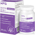 KFG Biotin 10000mcg, Multivitamínico para Mujer con Queratina, Colágeno, Calcio, Niacinamida y Vitaminas A, B, D, C, E - 100 Comprimidos