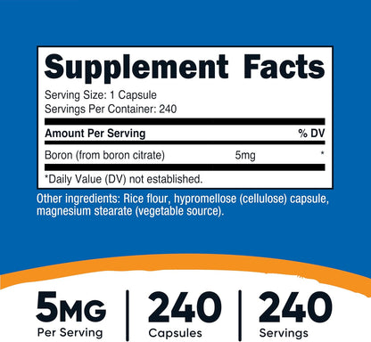 Nutricost Cápsulas de Boro 5mg, 240 Cápsulas Vegetarianas - Sin Gluten y No Transgénico – Image 2