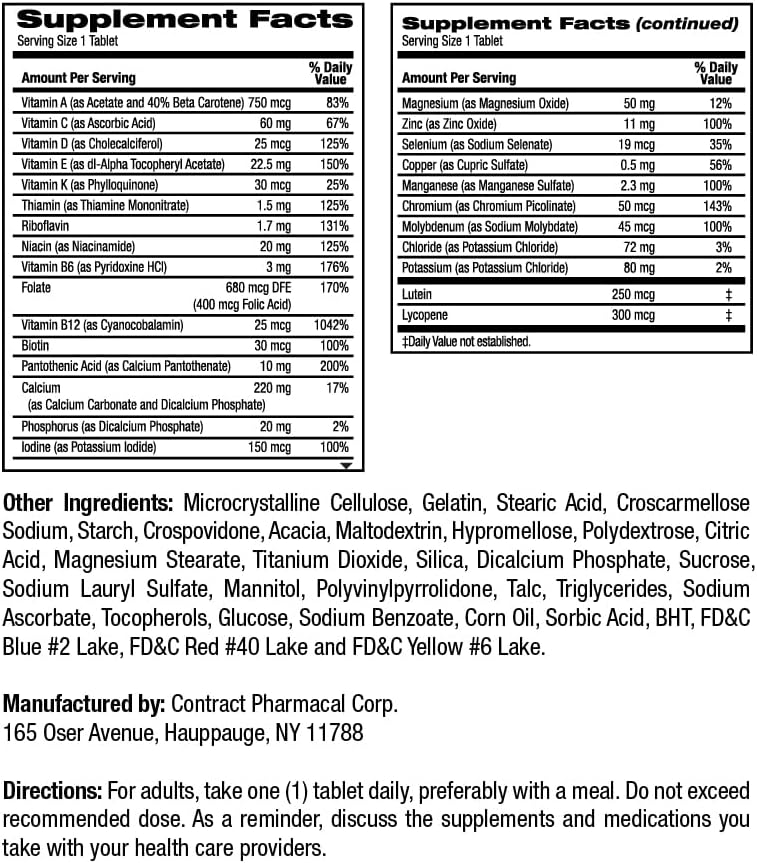 Earth's Splendor Multivitamínico para Adultos 50+ (120 Comprimidos)