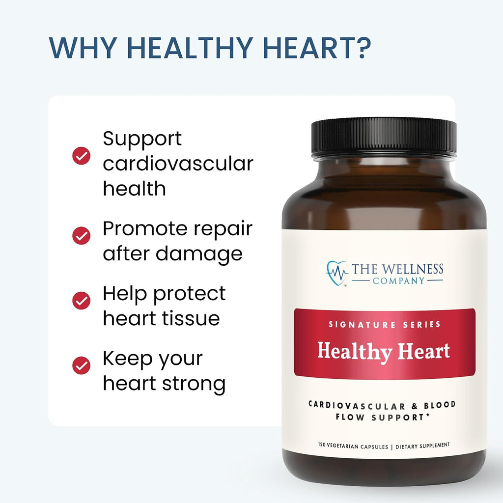 The Wellness Company Healthy Heart - Apoyo Cardiovascular, Flujo Sanguíneo, Óxido Nítrico y Niveles de Colesterol Saludables | 120 comprimidos (2 Meses)