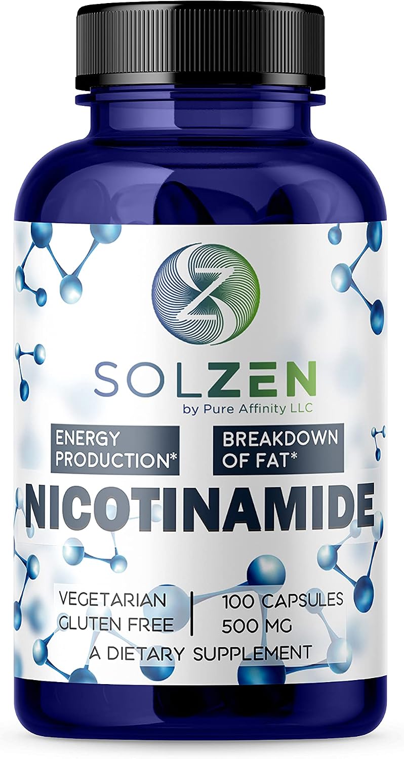 B3 Nicotinamida 500 mg – Niacina Sin Rubor, 100 Cápsulas