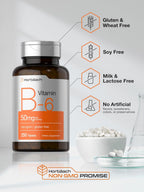Horbäach Vitamina B6 50mg | 250 Comprimidos | Sin Gluten y No-GMO