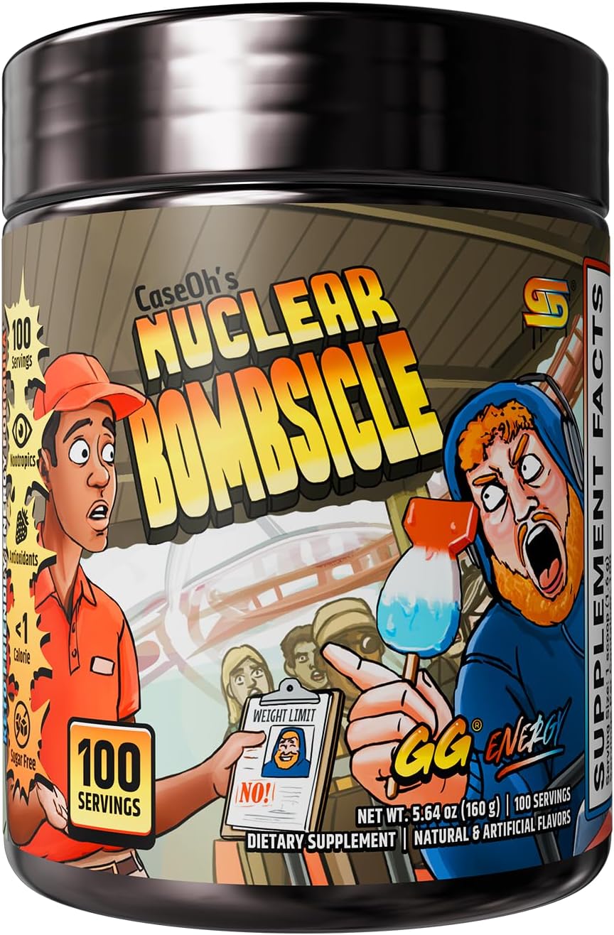 Gamer Supps GG Energy - CaseOh's Nuclear Bombsicle (100 Servings) - Keto Friendly Gaming Energy and Nootropic Blend, Sugar Free + Caffeine + Vitamins + Immune Support, Powder Drink