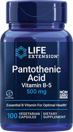 Life Extension Ácido Pantoténico, 500 mg, Vitamina B5, con Calcio, 100 Cápsulas