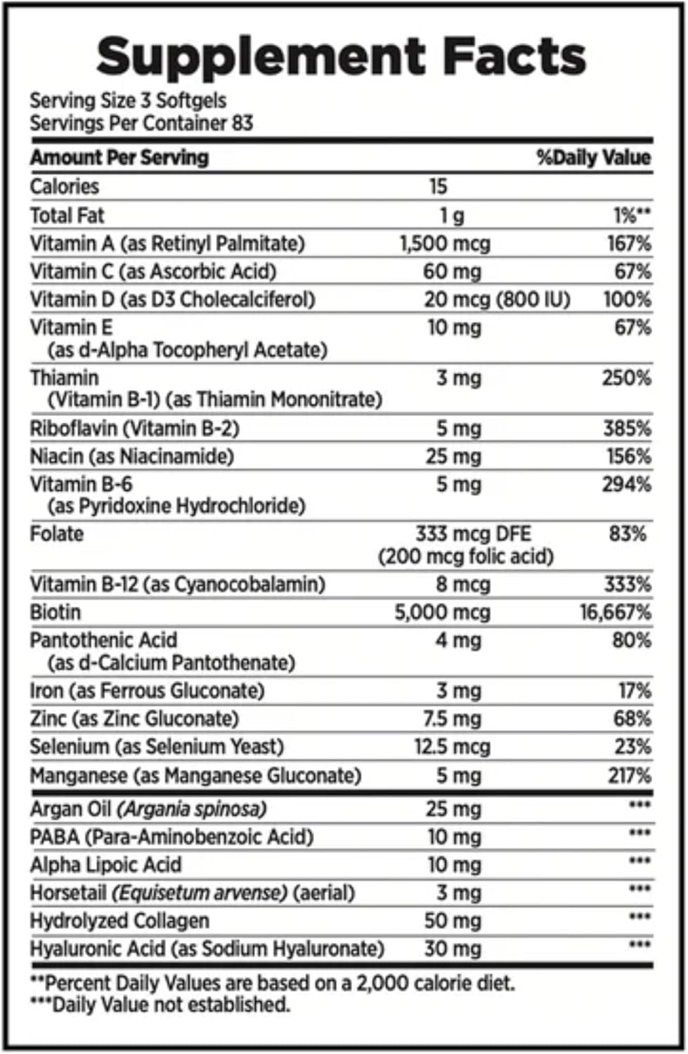 Nature's Bounty Biotina 5000 mcg - 250 Gelatinas Blandas Extra Fuerza (Envase de 4 Botellas)