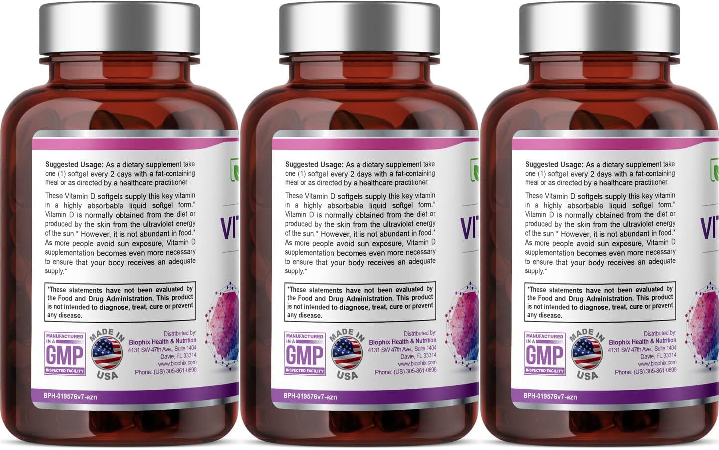 biophix Vitamina D3 10000 UI 380 Cápsulas Blandas (3 Paquetes) - Alta Potencia en Aceite de Oliva Virgen Extra, No-GMO, Sin Soja