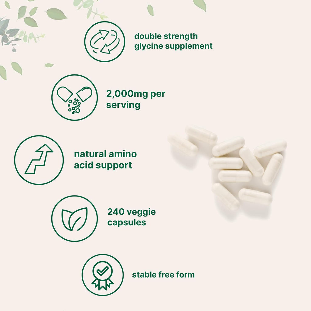 Glicina 2000mg, 240 Cápsulas Vegetales - Doble Concentración - Micro Ingredients