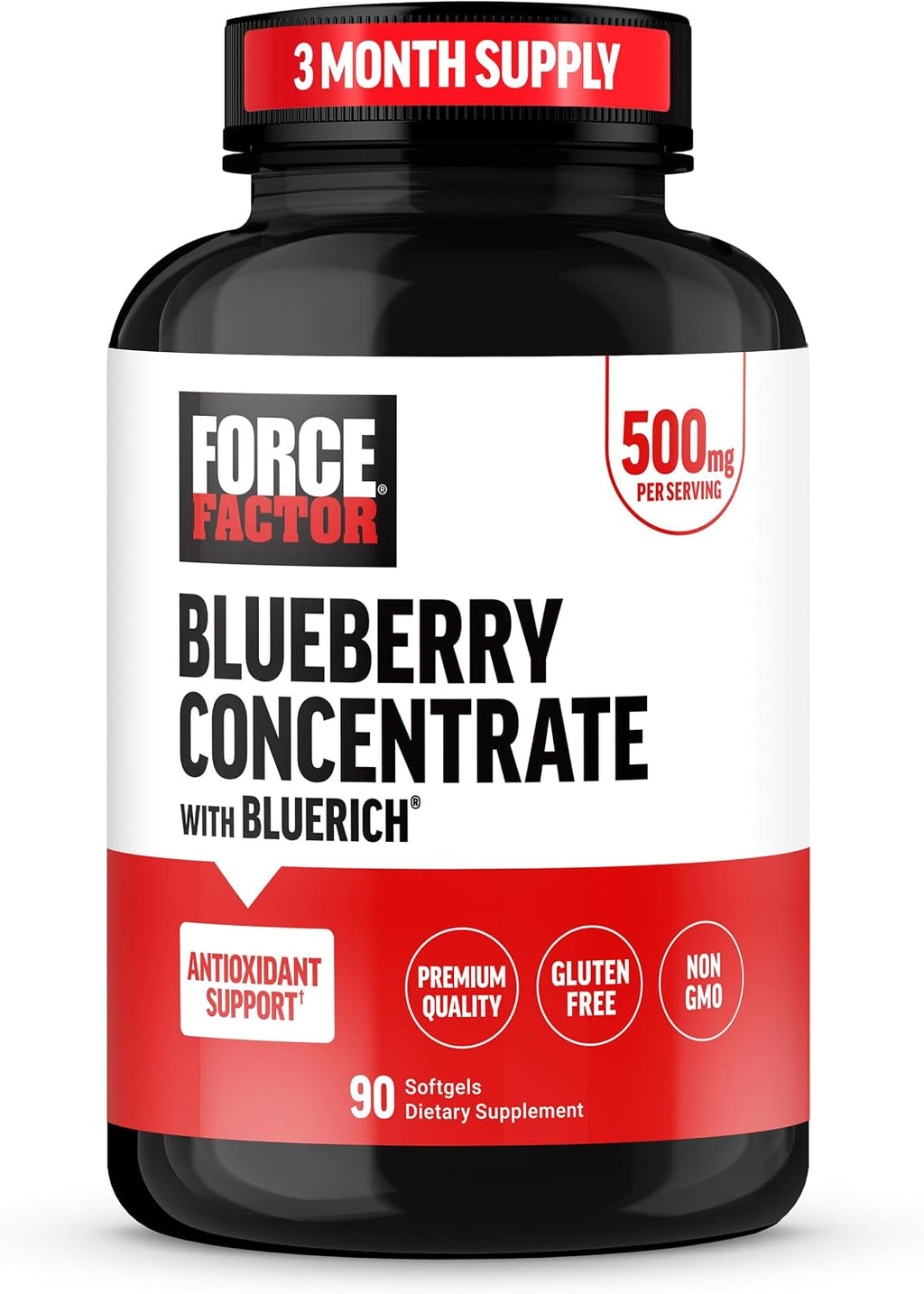 Force Factor Blueberry Concentrate - Suplemento Antioxidante con Arándano Azul, 90 Cápsulas Blandas