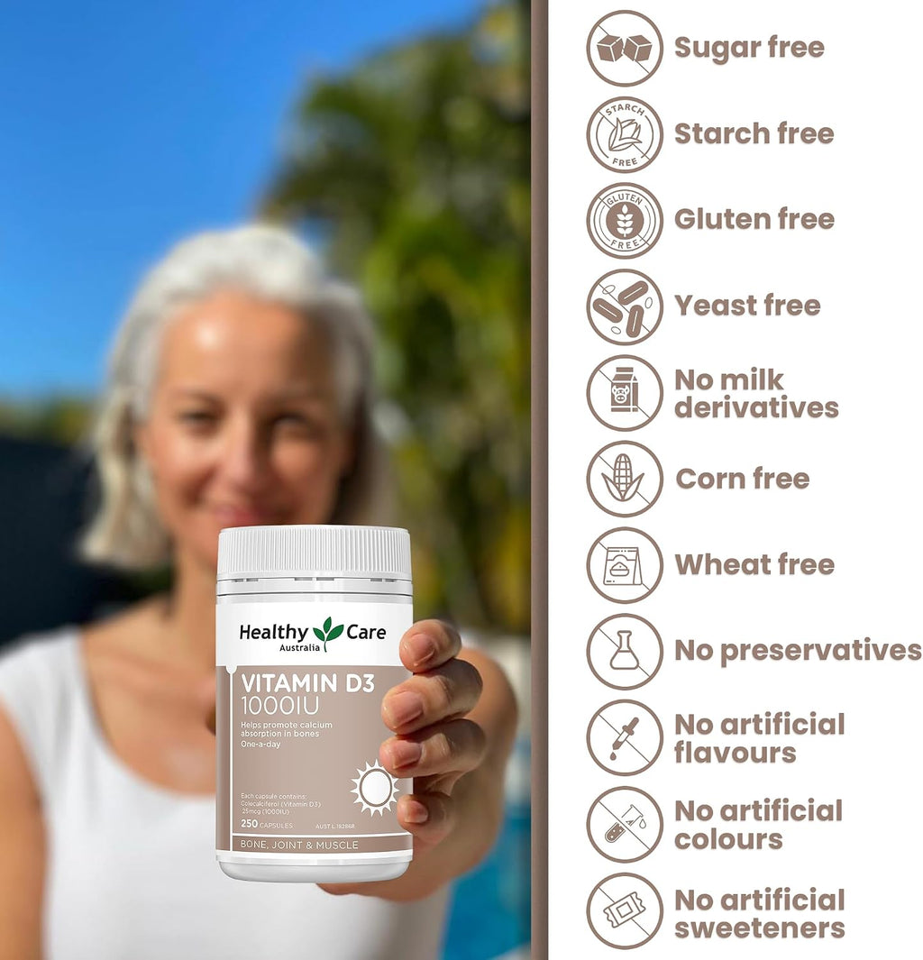 Healthy Care Vitamina D3 1000 UI 250 cápsulas blandas