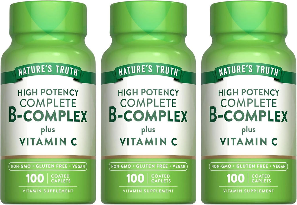 Nature's Truth B-Complex with Vitamin C, Timed Release, 100 Tablets (3 Pack)