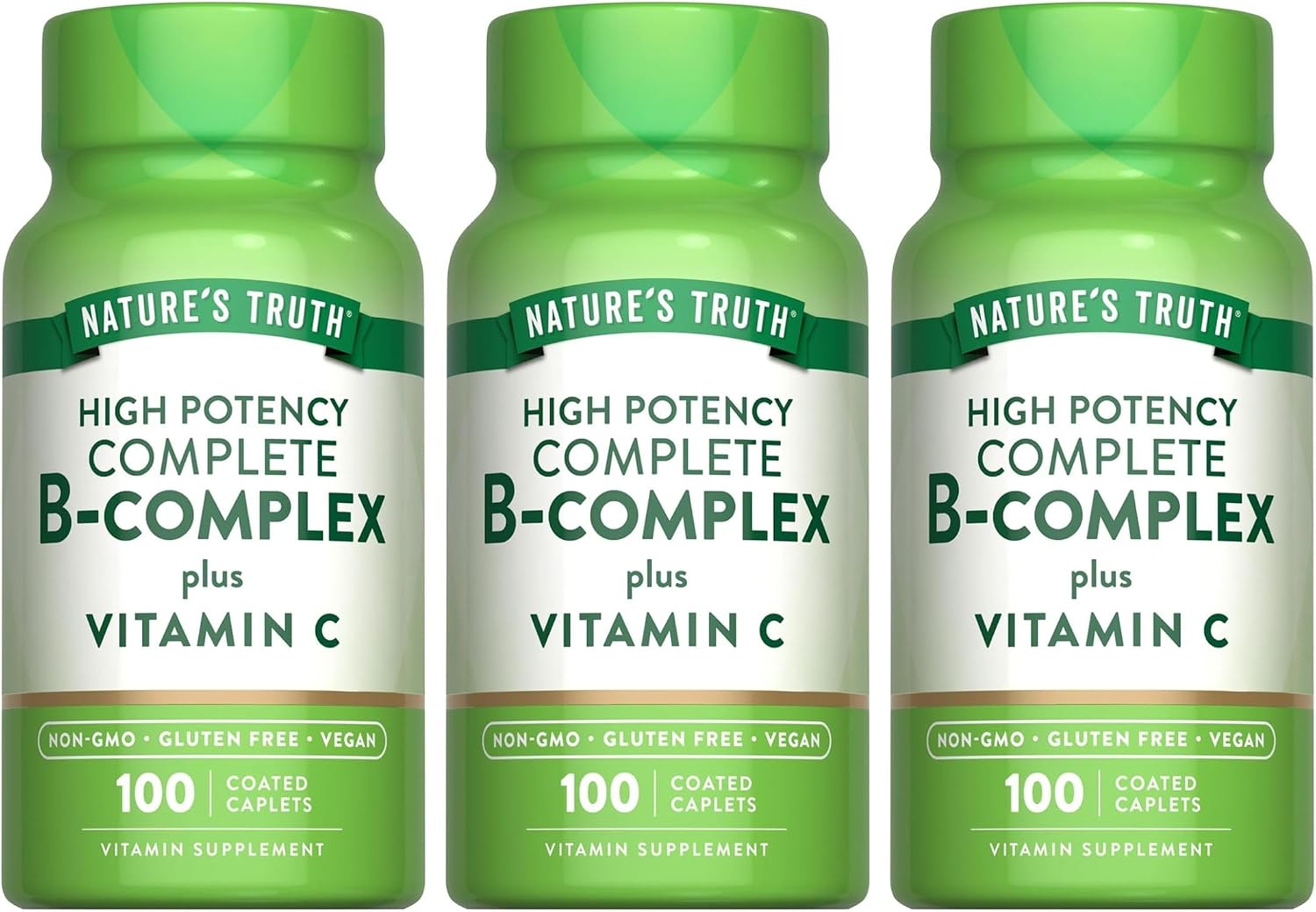 Nature's Truth Complejo B con Vitamina C - Liberación Prolongada, 100 Comprimidos (Paquete de 3)