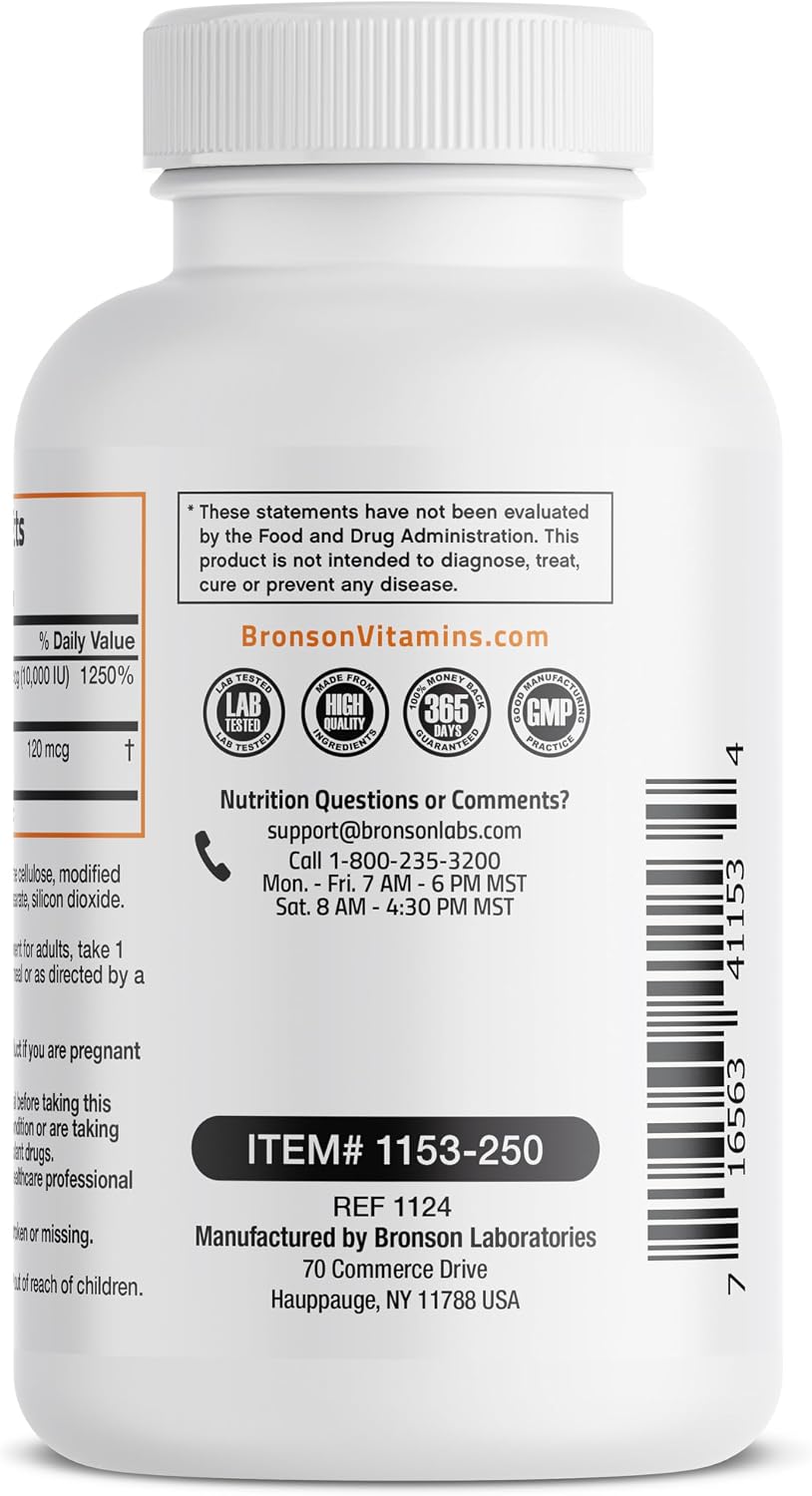 Bronson Vitamina D3 y K2 MK-7 Extra Fuerte 10000 UI + 120 mcg, 250 Cápsulas