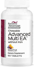 Bariatric Advantage Chewable Advanced Multi EA Sin Hierro - Multivitamínico Diario de Alta Potencia para Pacientes de Cirugía Bariátrica - Sabor Fruta Mixta - 60 Comprimidos