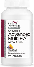 Bariatric Advantage Chewable Advanced Multi EA Sin Hierro - Multivitamínico Diario de Alta Potencia para Pacientes de Cirugía Bariátrica - Sabor Fruta Mixta - 60 Comprimidos