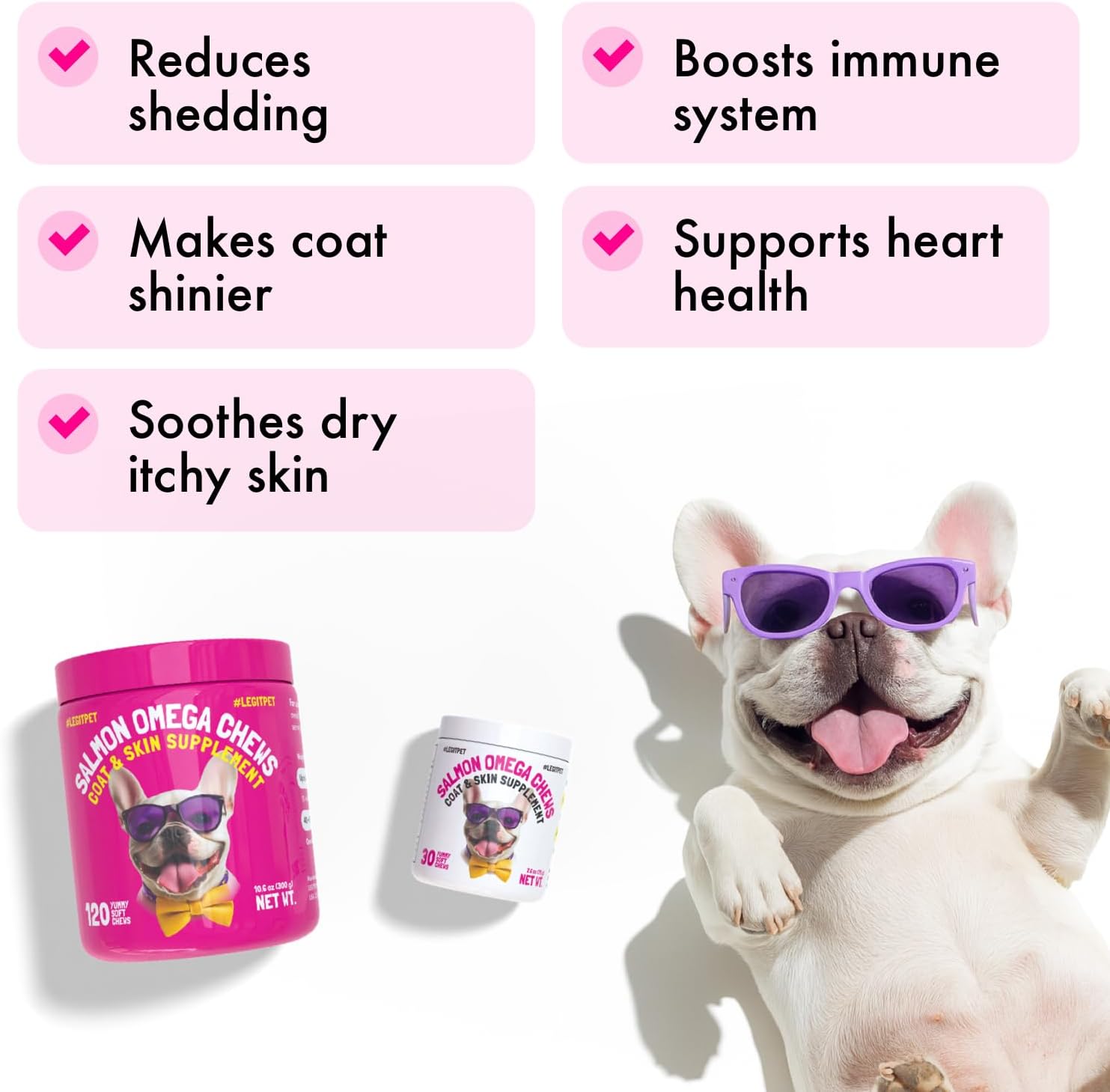 LEGITPET Omega 3 Aceite de Salmón de Alaska - Snacks Masticables para Perros (30 unidades)