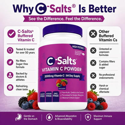 C-Salts Vitamina C en Polvo Tamponada - Orgánica, Suave para el Estómago - 4000mg por Ración - Sabor Frutos del Bosque - – Image 5