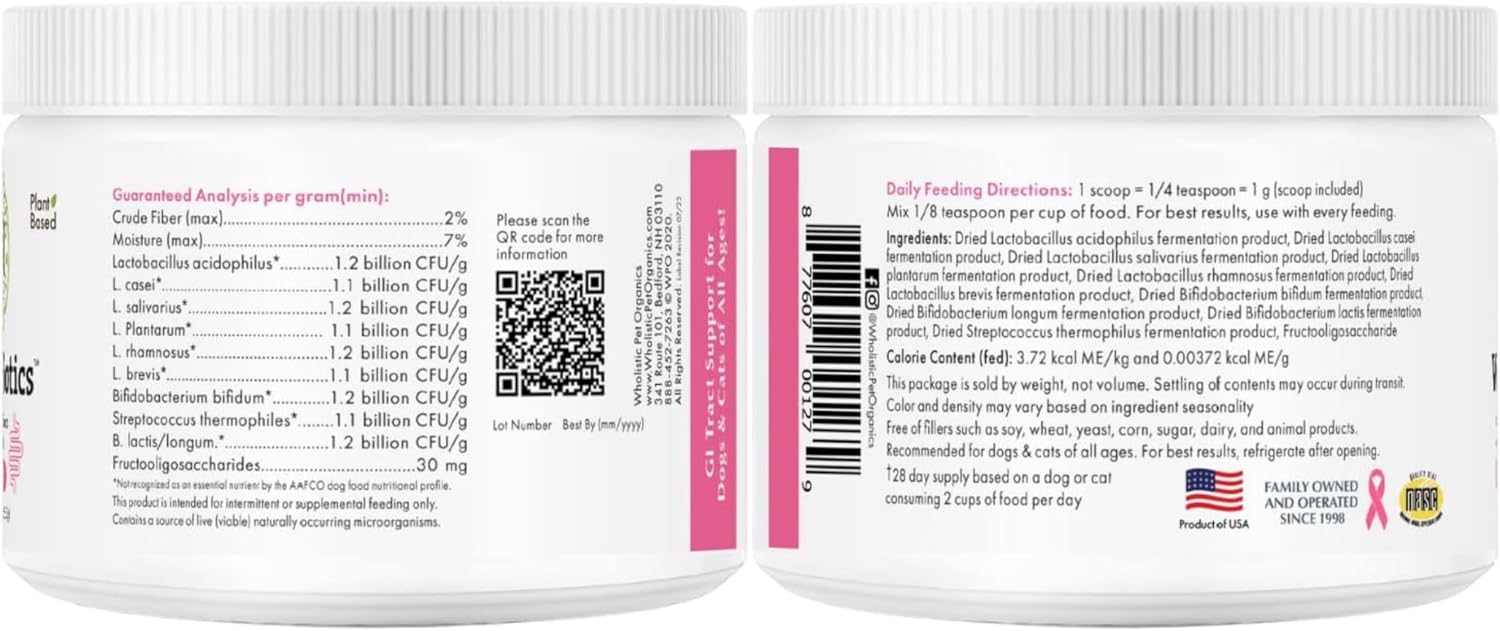 WholeBiotics Daily Probiotics for Dogs - Digestive & Immunity Support - 9 Strains - 28 Doses