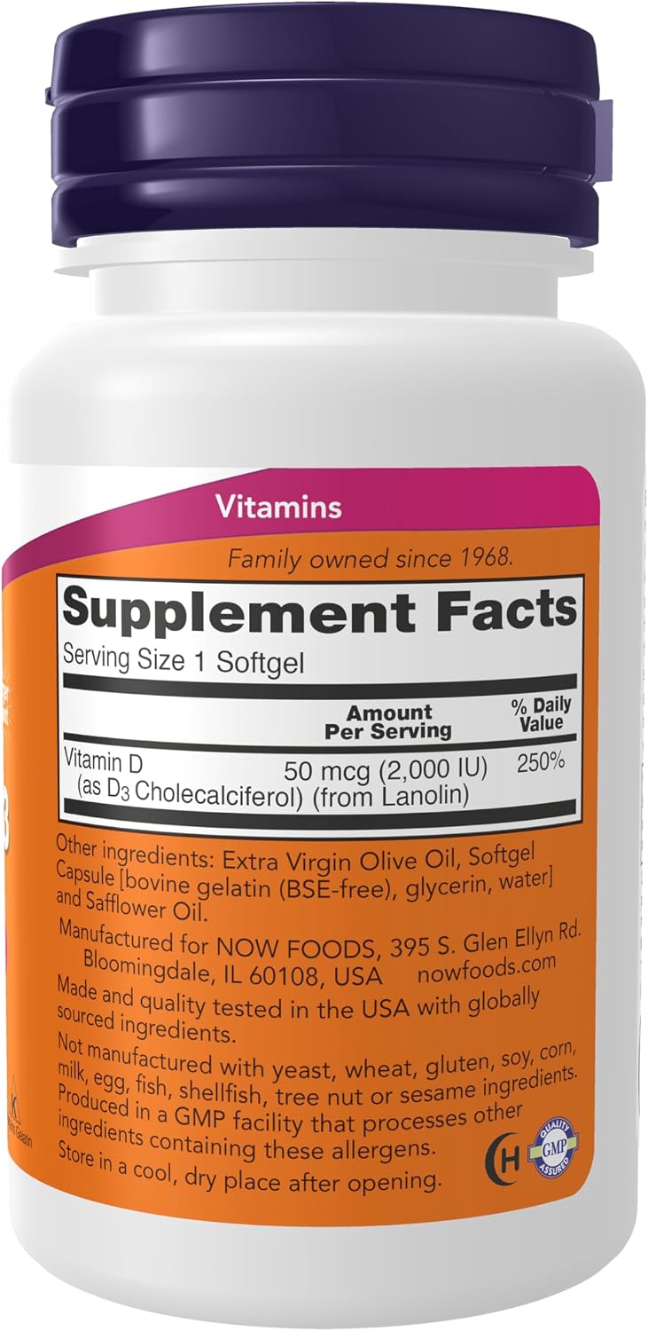 NOW Foods Vit D-3 2000 IU 240 Softgels