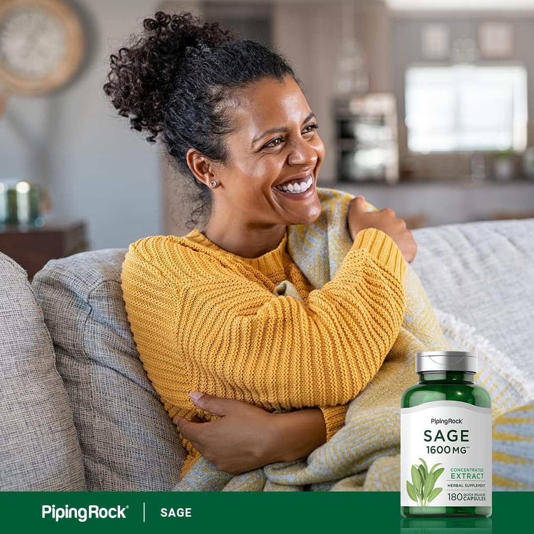 Piping Rock Sage Supplement | 180 Capsules | Concentrated Herbal Extract | Non-GMO & Gluten-Free Formula