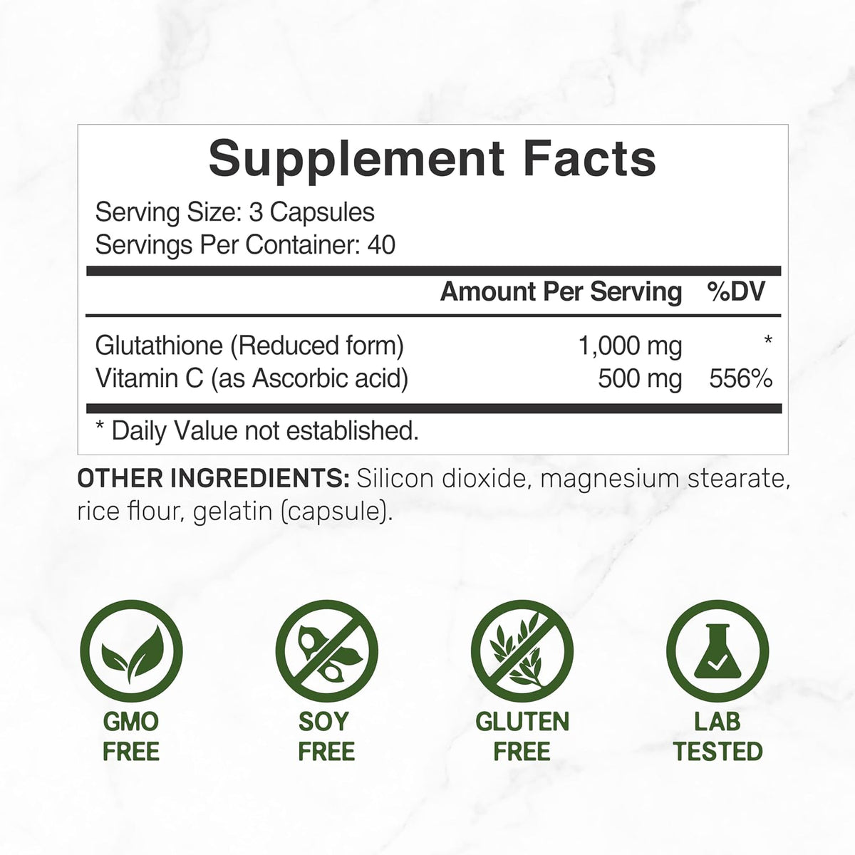 Glutathione Supplement 1,000mg Per Serving, 98% Purity | Plus Vitamin C 500mg, Active Reduced Form (GSH) | Intracellular – Image 4