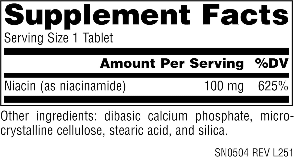 Source Naturals Niacinamida B-3, 100 mg, 250 – Sistema nervioso: Contribuye al funcionamiento normal del sistema – Image 2