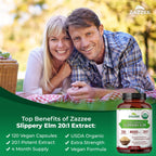 Zazzee Extracto de Corteza de Olmo Americano Orgánico 20:1 - 120 Cápsulas Veganas
