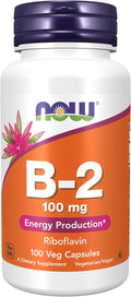 NOW Foods Vitamina B-2 (Riboflavina) 100 mg, 100 Cápsulas Veganas