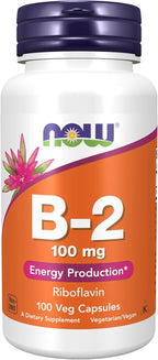NOW Foods Vitamina B-2 (Riboflavina) 100 mg, 100 Cápsulas Veganas