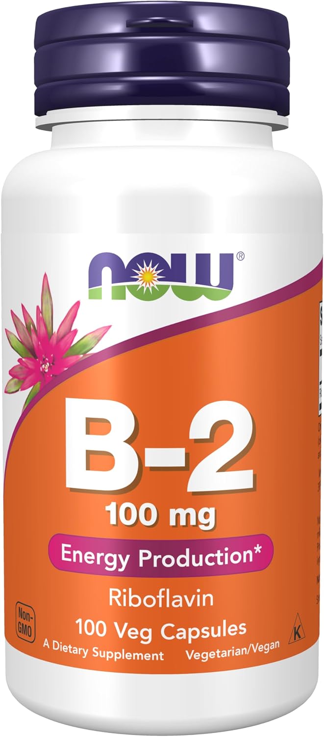 NOW Foods Vitamina B-2 (Riboflavina) 100 mg, 100 Cápsulas Veganas