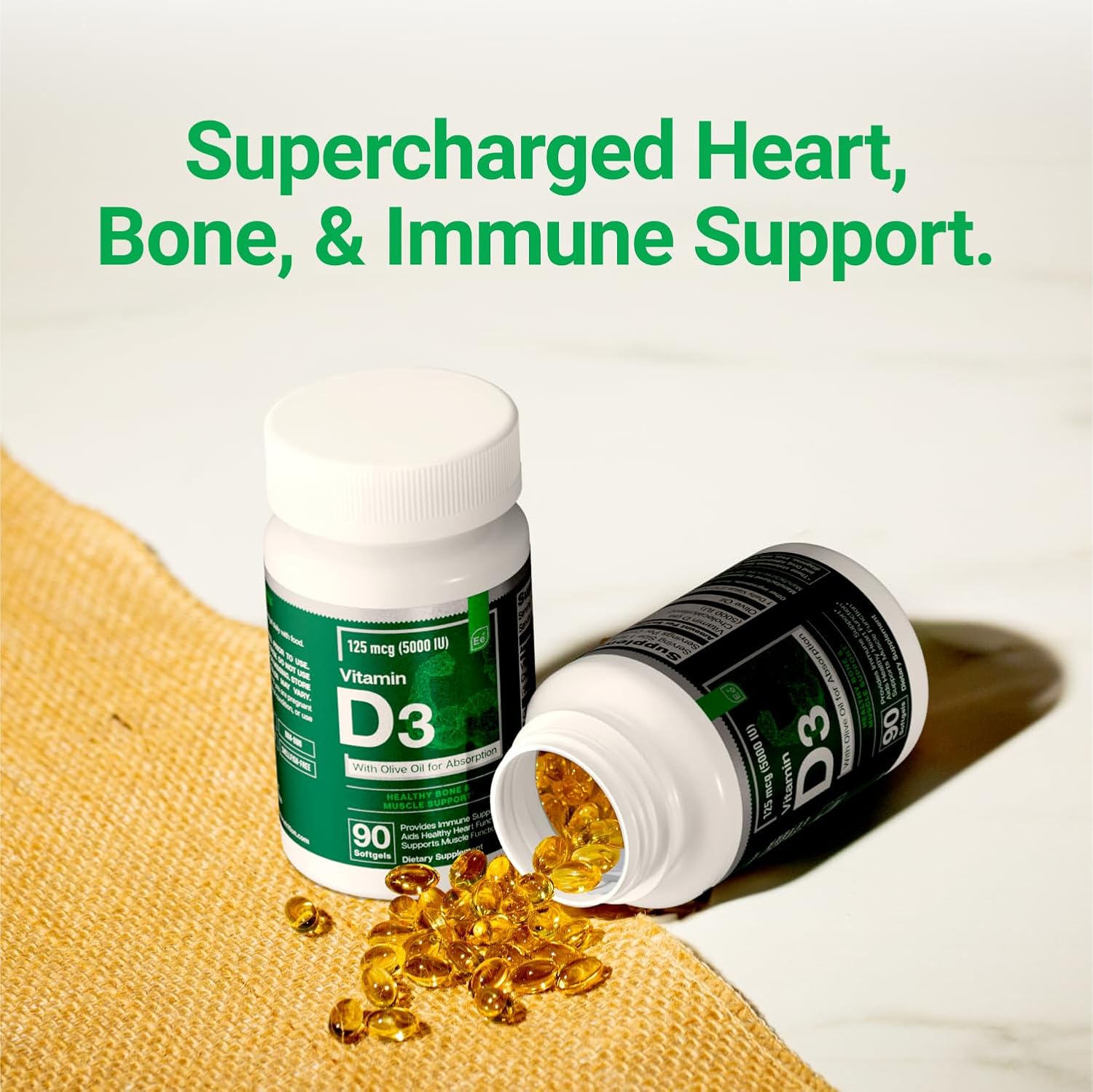 Essential Elements Vitamina D3 5000 UI - Cápsulas blandas con aceite de oliva - 90 unidades