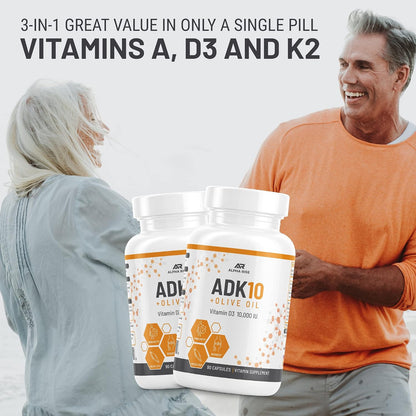 ALPHA RISE ADK 10 - Vitamina D3 10000 UI, K2 – Para el sistema inmunitario : las vitaminas A y D3 apoyan el – Image 6